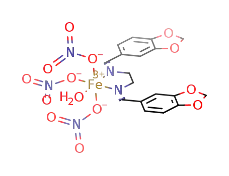 Fe(N,N'-bis[1,3-benzodioxol-5-ylmethylene]ethane-1,2-diamine)(NO3)3(H2O)