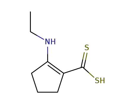 Molecular Structure of 34281-26-0 (1-Cyclopentene-1-carbodithioic acid, 2-(ethylamino)-)