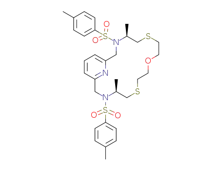 (4S,14S)-4,14-dimethyl-3,15-bis-(toluene-4-sulfonyl)-9-oxa-6,12-dithia-3,15,21-triazabicyclo[15.3.1]henicosa-1(20),17(21),18-triene