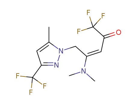 (E)-4-(dimethylamino)-1,1,1-trifluoro-5-(5-methyl-3-(trifluoromethyl)-1H-pyrazol-1-yl)pent-3-en-2-one