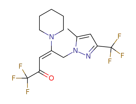 (E)-1,1,1-trifluoro-5-(5-methyl-3-(trifluoromethyl)-1H-pyrazol-1-yl)-4-(piperidin-1-yl)pent-3-en-2-one