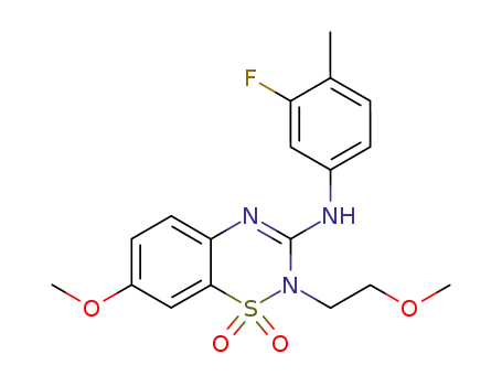 2-N-(2-methoxyethyl)-3-(3-fluoro-4-methylphenylamino)-7-methoxy-2H-1,2,4-benzothiadiazine 1,1-dioxide