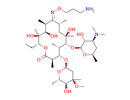 6-(4-dimethylamino-3-hydroxy-6-methyl-tetrahydro-pyran-2-yloxy)-14-ethyl-7,12,13-trihydroxy-4-(5-hydroxy-4-methoxy-4,6-dimethyl-tetrahydro-pyran-2-yloxy)-3,5,7,9,11,13-hexamethyl-oxacyclotetradecane-2,10-dione 10-[O-(3-amino-propyl)-oxime]