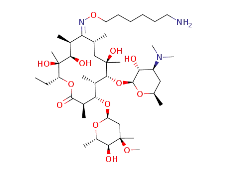 6-(4-dimethylamino-3-hydroxy-6-methyl-tetrahydro-pyran-2-yloxy)-14-ethyl-7,12,13-trihydroxy-4-(5-hydroxy-4-methoxy-4,6-dimethyl-tetrahydro-pyran-2-yloxy)-3,5,7,9,11,13-hexamethyl-oxacyclotetradecane-2,10-dione 10-[O-(6-amino-hexyl)-oxime]