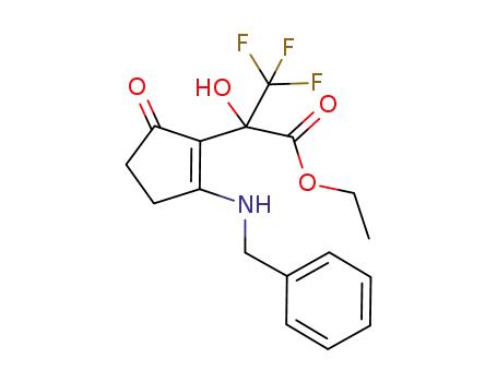 2-(2-benzylamino-5-oxo-cyclopent-1-enyl)-3,3,3-trifluoro-2-hydroxy-propionic acid ethyl ester