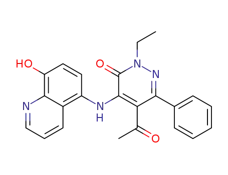 5-acetyl-2-ethyl-4-((8-hydroxyquinolin-5-yl)amino)-6-phenylpyridazin-3(2H)-one