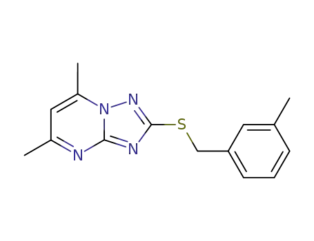 Molecular Structure of 51646-24-3 ([1,2,4]Triazolo[1,5-a]pyrimidine,
5,7-dimethyl-2-[[(3-methylphenyl)methyl]thio]-)