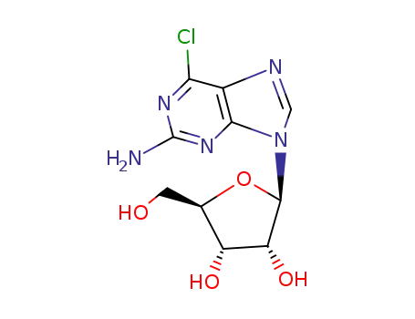 Molecular Structure of 2004-07-1 (2-Amino-6-chloropurine-9-riboside)