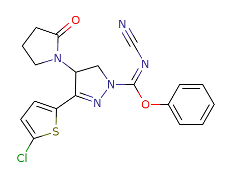 phenyl-3-(5-chloro-2-thienyl)-N-cyano-4-(2-oxopyrrolidin-1-yl)-4,5-dihydro-1H-pyrazole-1-carboximidoate
