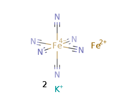 15362-86-4,Ferrate(4-),hexakis(cyano-kC)-,iron(2+) potassium (1:1:2), (OC-6-11)-,Ferrate(4-),hexacyano-, iron(2+) dipotassium (8CI); Ferrate(4-), hexakis(cyano-C)-,iron(2+) potassium (1:1:2), (OC-6-11)-; Iron potassium ferrocyanide(K2Fe[Fe(CN)6]) (6CI); Everitts Salt; Everitt's salt; Iron(2+) dipotassiumhexacyanoferrate(4-)