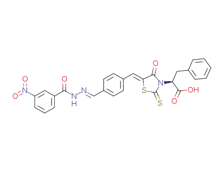 (S)-2-((Z)-5-(4-((E)-(2-(3-nitrobenzoyl)hydrazono)methyl)benzylidene)-4-oxo-2-thioxothiazolidin-3-yl)-3-phenylpropanoic acid