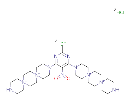 4,6-di(3,12-diaza-6,9-diazoniadispiro[5.2.5.2]hexadecan-1-yl)-2-methyl-5-nitropyrimidine tetrachloride dihydrochloride