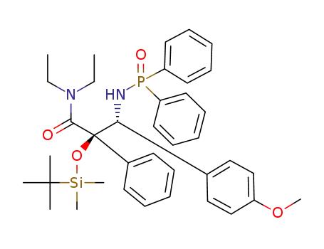 N,N-diethyl-2-phenyl-2-((tert-butyldimethylsilyl)oxyl)-3-(4-methoxyphenyl)-3-((N’-diphenylphosphinyl)amido)propionamide