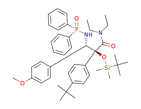 N,N-diethyl-2-(4-tert-butylphenyl)-2-((tert-butyldimethylsilyl)oxyl)-3-(4-methoxyphenyl)-3-((N’-diphenylphosphinyl)amido)propionamide
