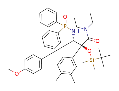 N,N-diethyl-2-(3,4-dimethylphenyl)-2-((tert-butyldimethylsilyl)oxyl)-3-(4-methoxyphenyl)-3-((N’-diphenylphosphinyl)amido)propionamide