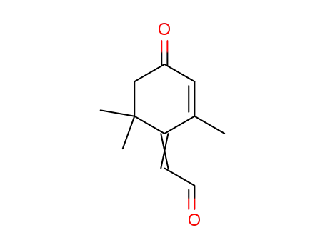Molecular Structure of 16825-04-0 (Acetaldehyde, (2,6,6-trimethyl-4-oxo-2-cyclohexen-1-ylidene)-)