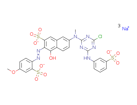 2-Naphthalenesulfonicacid,7-[[4-chloro-6-[(3-sulfophenyl)amino]-1,3,5-triazin-2-yl]methylamino]-4-hydroxy-3-[2-(4-methoxy-2-sulfophenyl)diazenyl]-,sodium salt (1:3)