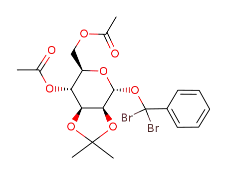 Acetic acid (3aS,4R,6R,7R,7aS)-6-acetoxymethyl-4-(dibromo-phenyl-methoxy)-2,2-dimethyl-tetrahydro-[1,3]dioxolo[4,5-c]pyran-7-yl ester