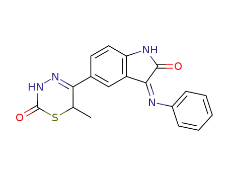 1,3-dihydro-5-(3,6-dihydro-6-methyl-2-oxo-2H-1,3,4-thiadiazin-5-yl)-3-phenylimino-2H-indol-2-one