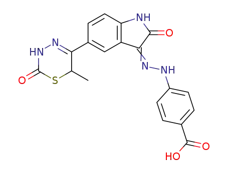 4-<2-<5-(3,6-dihydro-6-methyl-2-oxo-1,3,4-thiadiazin-5-yl)-2,3-dihydro-2-oxo-1H-indol-3-ylidene>hydrazino>benzoic acid