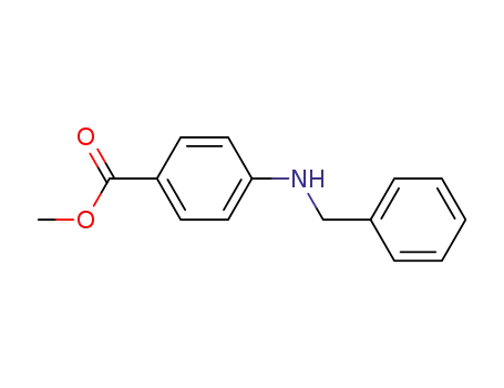 Molecular Structure of 123876-56-2 (Benzoic acid, 4-[(phenylmethyl)amino]-, methyl ester)