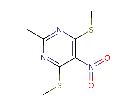 Molecular Structure of 138972-76-6 (Pyrimidine, 2-methyl-4,6-bis(methylthio)-5-nitro-)