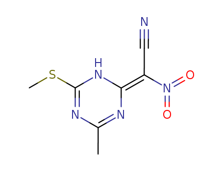 Molecular Structure of 138972-74-4 (Acetonitrile, [4-methyl-6-(methylthio)-1,3,5-triazin-2(1H)-ylidene]nitro-)