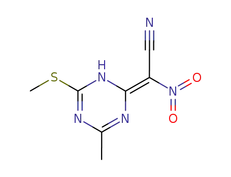 Molecular Structure of 138972-74-4 (Acetonitrile, [4-methyl-6-(methylthio)-1,3,5-triazin-2(1H)-ylidene]nitro-)