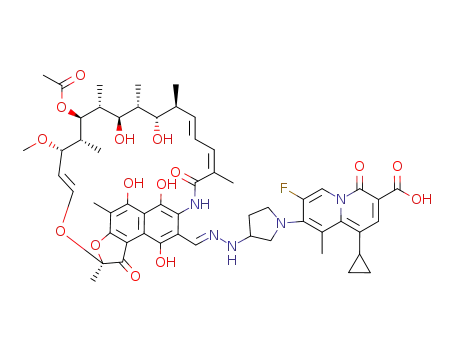 (R/S)-3-{[1-(3-carboxy-1-cyclopropyl-7-fluoro-9-methyl-4-oxo-4H-quinolizine-8-yl)-pyrrolidin-3-yl]-hydrazinomethyl}-rifamycin SV