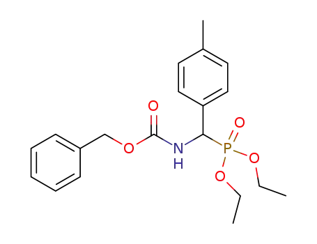 Molecular Structure of 129960-70-9 (Carbamic acid, [(diethoxyphosphinyl)(4-methylphenyl)methyl]-,
phenylmethyl ester)