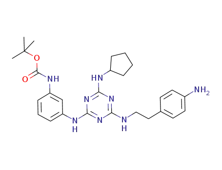 2-(2-[4-aminophenyl]ethylamino)-4-(3-[N-tert-butoxycarbonylaminophenyl]amino)-6-cyclopentylamino-1,3,5-triazine