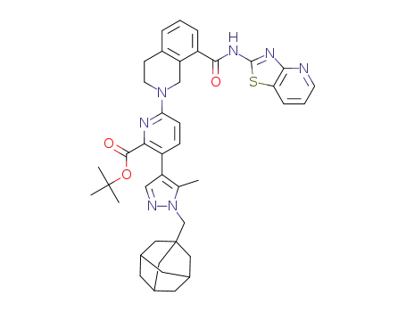 3-(5-methyl-1-tricyclo[3.3.1.13,7]decan-1-ylmethyl-1H-pyrazol-4-yl)-6-[8-(thiazolo[4,5-b]pyridin-2-ylcarbamoyl)-3,4-dihydro-1H-isoquinolin-2-yl]-pyridine-2-carboxylic acid tert-butyl ester