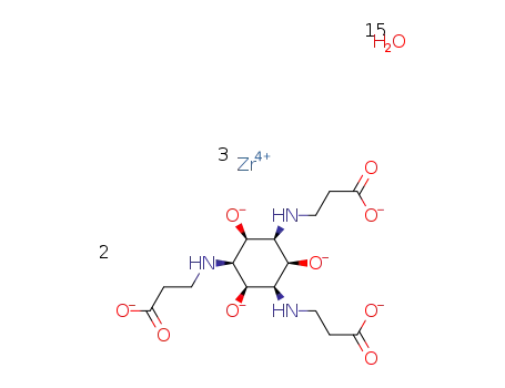bis[μ3-3,3',3''-({[1R-(1α,2α,3α,4α,5α,6α)]-2,4,6-trihydroxylato-1κ2O2O6, 2κ2O2O6,2κ2O2O4,3κ2O4O6-cyclohexane-1,3,5-triyl}triimino-1κN1,2κN3,3κN5)tripropanoato-1κO,2κO',3κO'']trizirconium(IV) pentadecahydrate