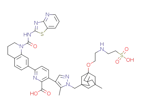 3-{1-[(3,5-dimethyl-7-{2-[(2-sulfoethyl)amino]ethoxy}tricyclo[3.3.1.13'7]dec-1-yl)methyl]-5-methyl-1H-pyrazol-4-yl}-6-[1-([1,3]thiazolo[4,5-b]pyridin-2-ylcarbamoyl)-1,2,3,4-tetrahydroquinolin-7-yl]pyridine-2-carboxylic acid