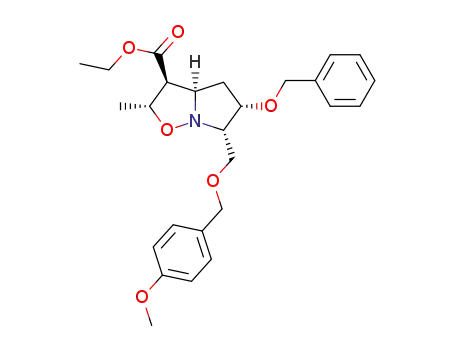 ethyl (2R,3S,3aR,5S,6S)-5-(benzyloxy)-6-(p-methoxybenzyloxymethyl)-2-methylhexahydro-pyrrolo[1,2-b]isoxazole-3-carboxylate