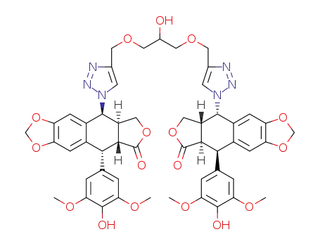 1,3-di-[1-(4-deoxy-4′-demethylpodophyllotoxin-4β-yl)-1,2,3-triazol-4-yl-methoxy]-propan-2-ol