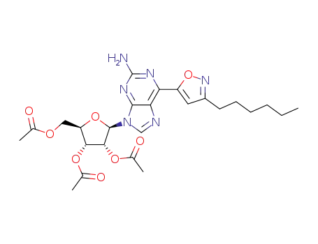 2-(acetoxymethyl)-5-(2-amino-6-(3-hexylisoxazol-5-yl)-9H-purin-9-yl)tetrahydrofuran-3,4-diyl diacetate