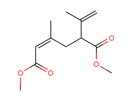 Molecular Structure of 91664-12-9 (2-Hexenedioic acid, 3-methyl-5-(1-methylethenyl)-, dimethyl ester, (Z)-)