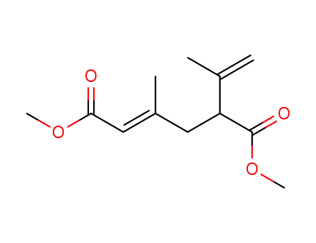 Molecular Structure of 91664-11-8 (2-Hexenedioic acid, 3-methyl-5-(1-methylethenyl)-, dimethyl ester, (E)-)