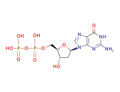 Molecular Structure of 3493-09-2 ([[5-(2-amino-6-oxo-3H-purin-9-yl)-3-hydroxy-oxolan-2-yl]methoxy-hydroxy-phosphoryl]oxyphosphonic acid)