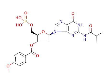 4-Methoxy-benzoic acid (2R,3S,5R)-5-(2-isobutyrylamino-6-oxo-1,6-dihydro-purin-9-yl)-2-phosphonooxymethyl-tetrahydro-furan-3-yl ester
