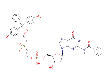 Phosphoric acid (2R,3S,5R)-5-(2-benzoylamino-6-oxo-1,6-dihydro-purin-9-yl)-3-hydroxy-tetrahydro-furan-2-ylmethyl ester 2-{2-[bis-(4-methoxy-phenyl)-phenyl-methoxy]-ethanesulfonyl}-ethyl ester