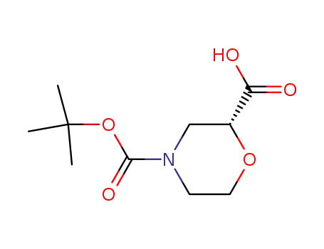 Molecular Structure of 884512-77-0 ((R)-4-(tert-Butoxycarbonyl)morpholine-2-carboxylic acid)