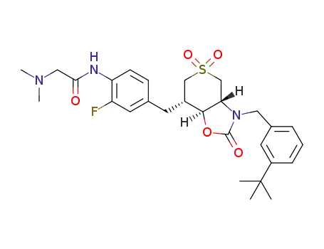 N-(4-(((3aR,7S,7aS)-3-(3-(tert-butyl)benzyl)-5,5-dioxido-2-oxohexahydro-2H-thiopyrano[3,4-d]oxazol-7-yl)methyl)-2-fluorophenyl)-2-(dimethylamino) acetamide