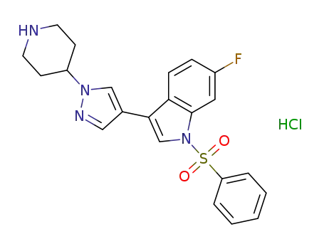 6-fluoro-1-(phenylsulfonyl)-3-(1-(piperidin-4-yl)-1H-pyrazol-4-yl)-1H-indole hydrochloride