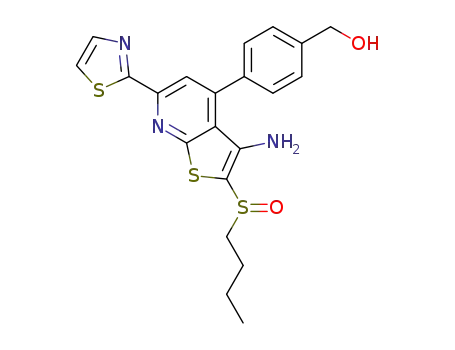 (4-(3-amino-2-(butyl(λ1-oxidanyl)-λ3-sulfanyl)-6-(thiazol-2-yl)thieno[2,3-b]pyridin-4-yl)phenyl)methanol