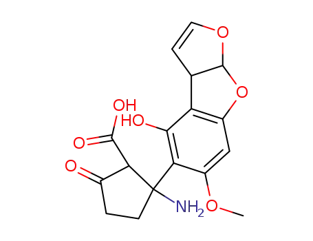 2-Amino-2-(4-hydroxy-6-methoxy-3a,8a-dihydro-benzo[b]furo[3,2-d]furan-5-yl)-5-oxo-cyclopentanecarboxylic acid