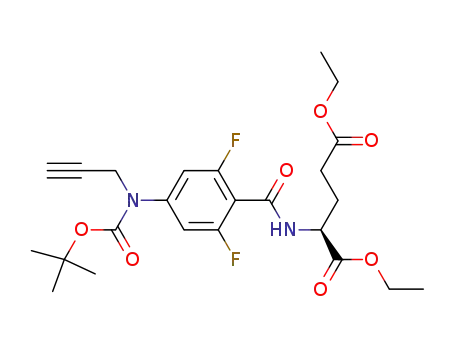 Molecular Structure of 141412-75-1 (L-Glutamic acid,
N-[4-[[(1,1-dimethylethoxy)carbonyl]-2-propynylamino]-2,6-difluorobenz
oyl]-, diethyl ester)