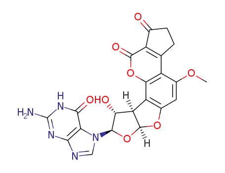 Molecular Structure of 63425-04-7 (2,3-dihydro-2-(N(7)-guanyl)-3-hydroxyaflatoxin B1)