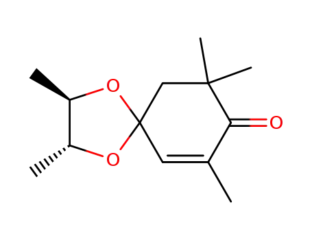 Molecular Structure of 917878-27-4 (1,4-Dioxaspiro[4.5]dec-6-en-8-one, 2,3,7,9,9-pentamethyl-, (2R,3R)-)